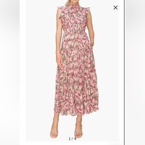 MELLODAY Pink and Green Floral dress